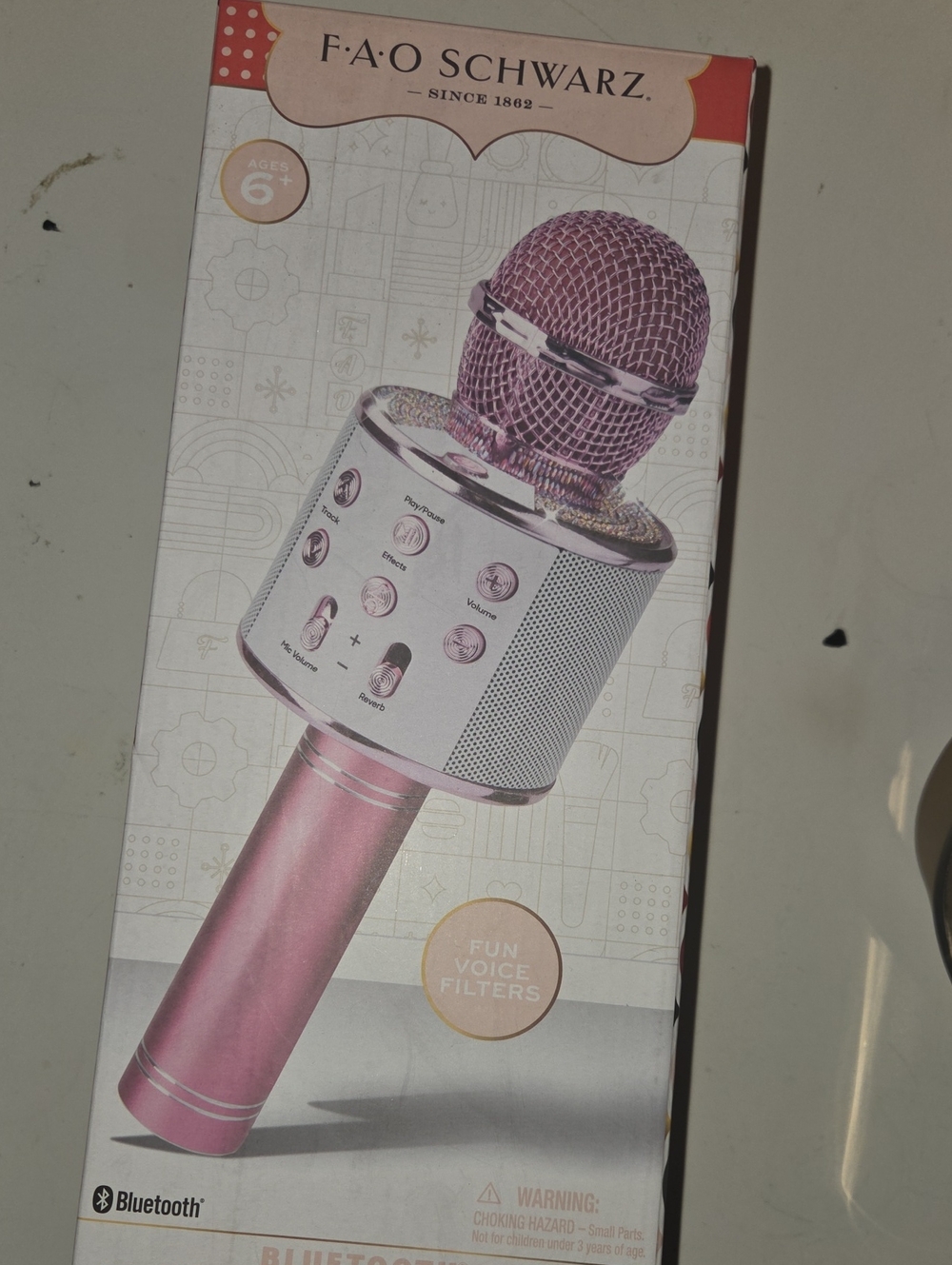 FAO Schwarz Metallic Pink Bluetooth Karaoke Microphone